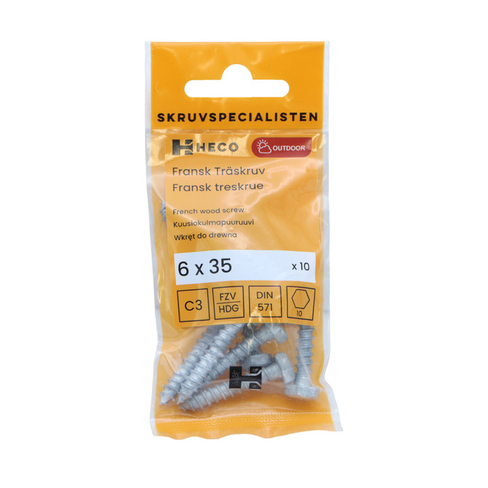 Träskruv Fransk 6 x 35 mm 10-pack Heco